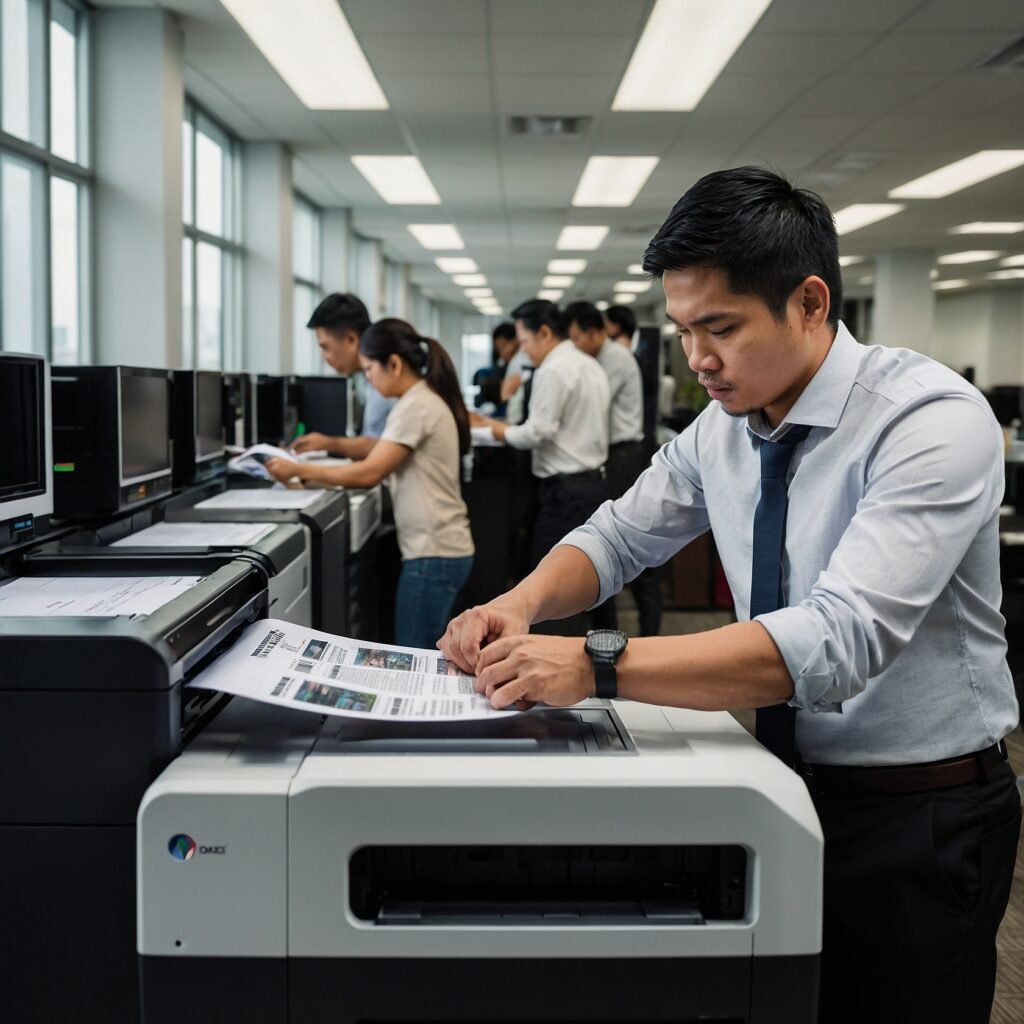 What security features are available in rental printers?