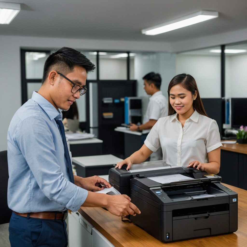 What security features are available in rental printers?