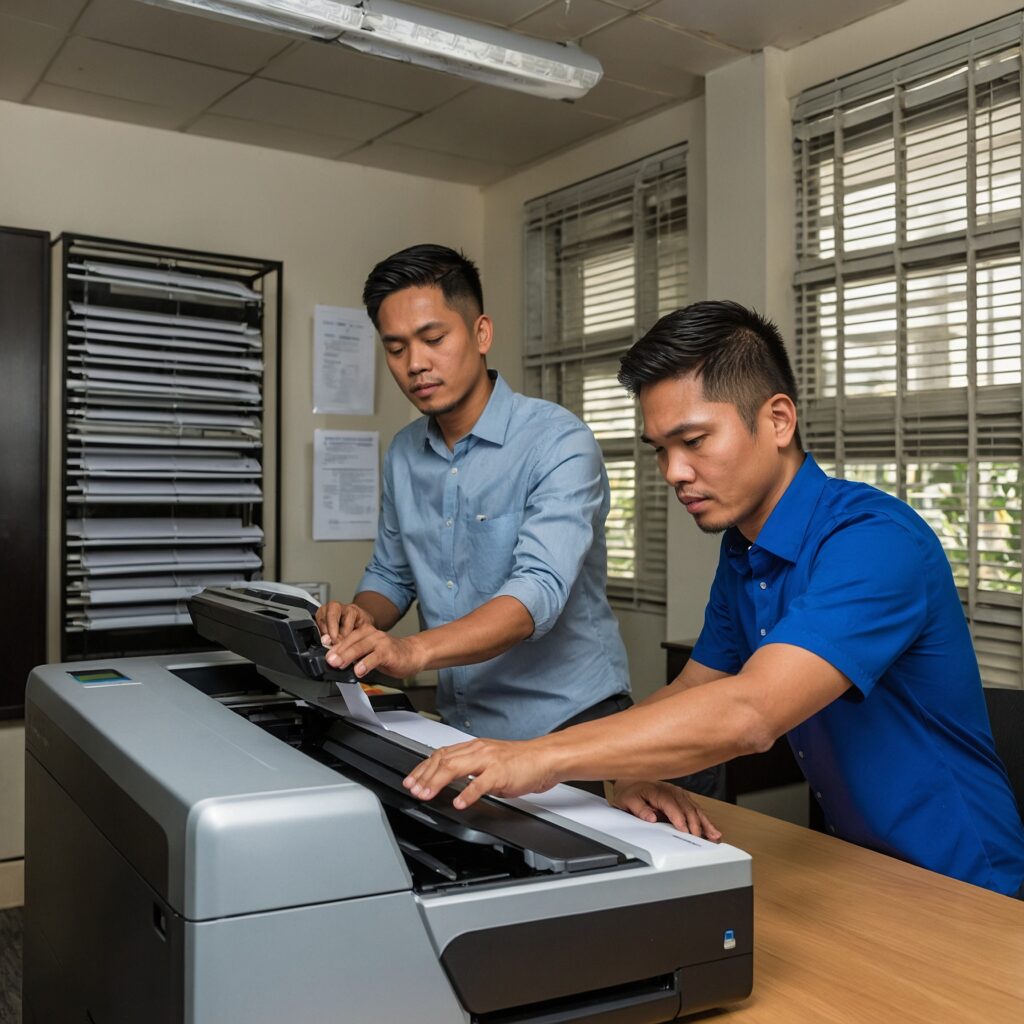 Impact of Copier Technology on Rental Costs 4 Leonardo kino xl filipino employees using a printer in an offi 0 17