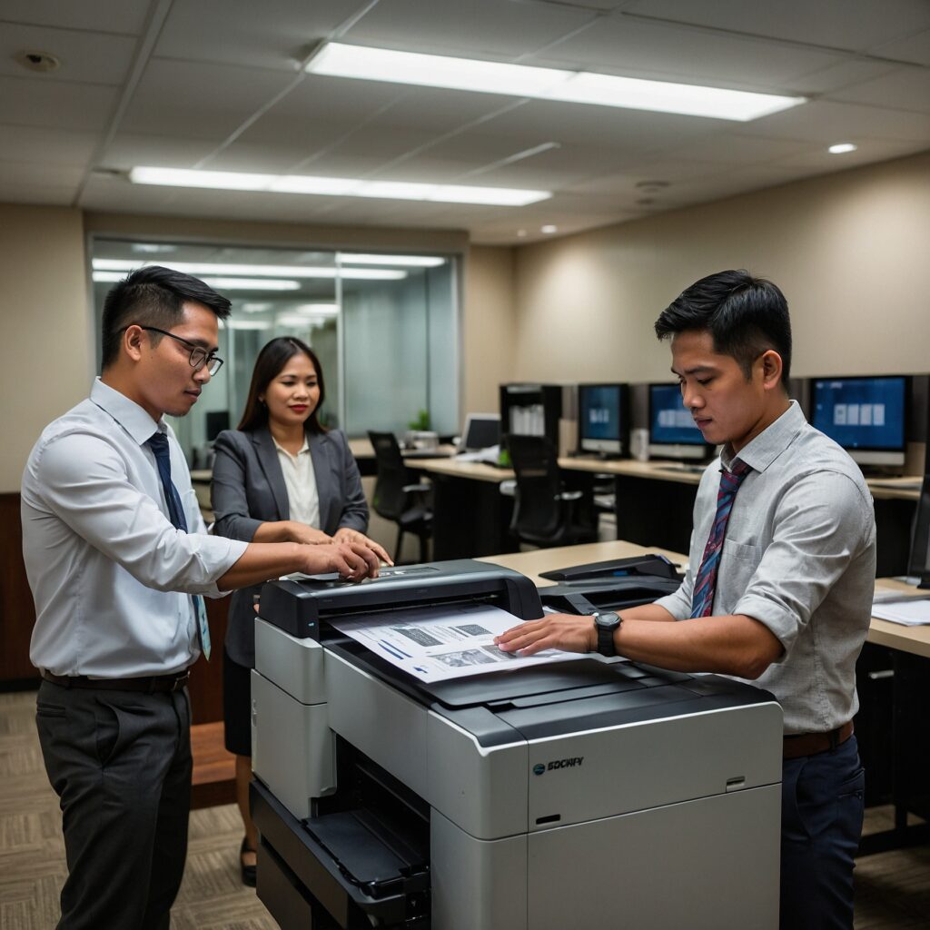 Impact of Copier Technology on Rental Costs 3 Leonardo kino xl filipino employees using a printer in an offi 1 17