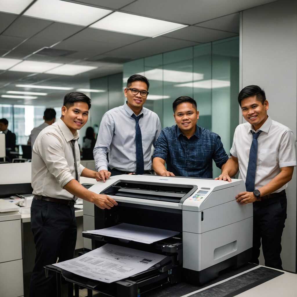 Feedback Systems for Long-Term Copier Rentals 3 Leonardo kino xl filipino employees using a printer in an offi 1 6