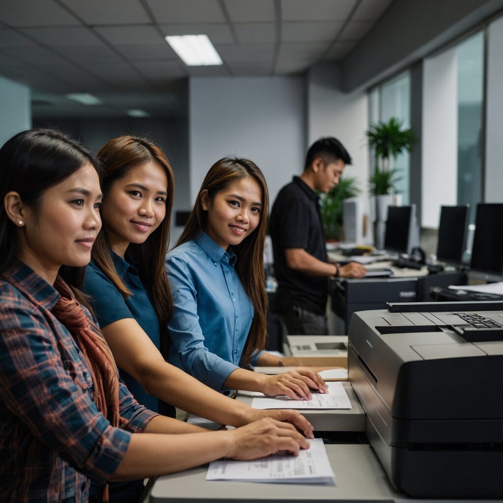 Cost Implications of Copier Maintenance Agreements 2 Leonardo kino xl filipino employees using a printer in an offi 2 21