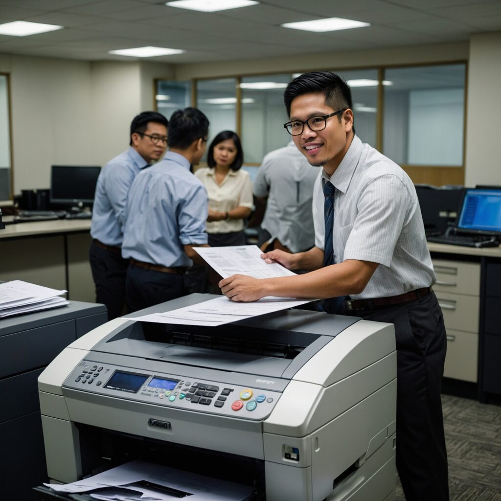 Innovations in Copier Technology 3 Leonardo kino xl filipino employees using a copier in an offic 1 15 1